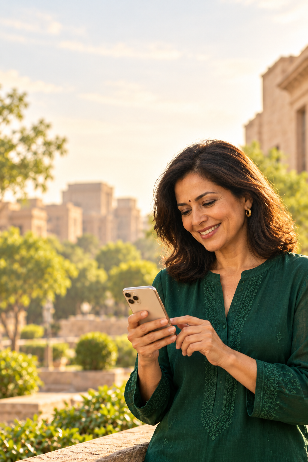 Indian woman enjoying her smartphone